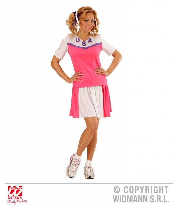 Cheerleader pakje dames roze/wit