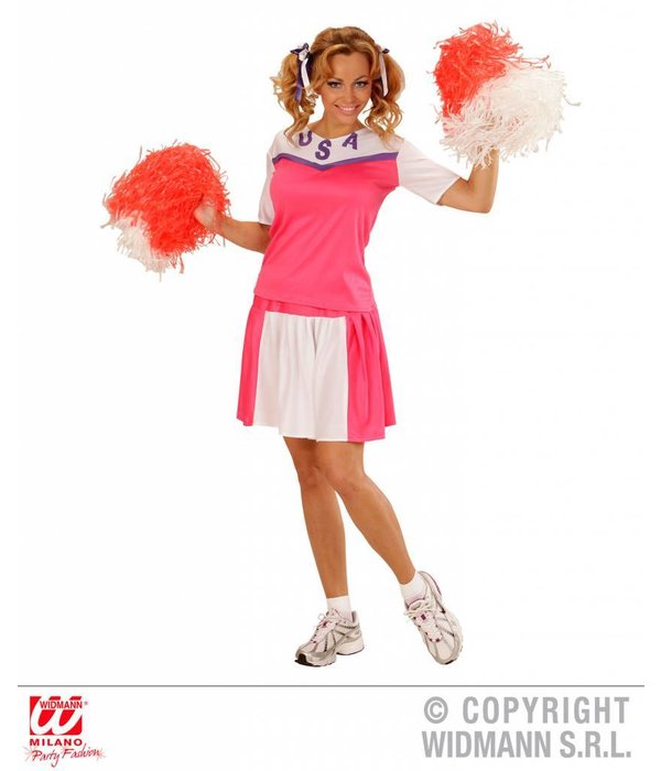 Cheerleader pakje dames roze/wit