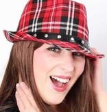 Hoed kojak schotse ruit rood