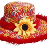Hoed Ibiza met zonnebloem Rood