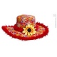 Hoed Ibiza met zonnebloem Rood