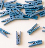 Mini knijpers hout blauw 24 stuks