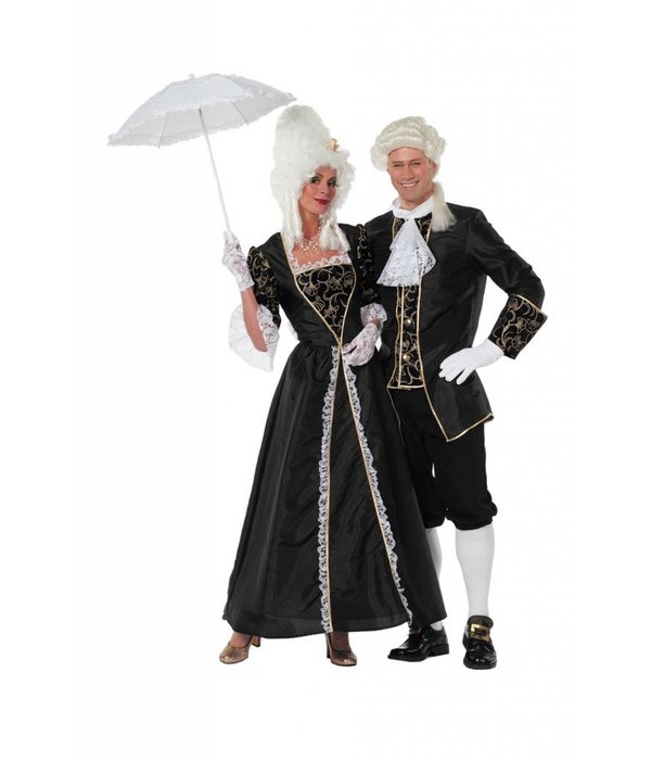 Markies kostuum taft zwart