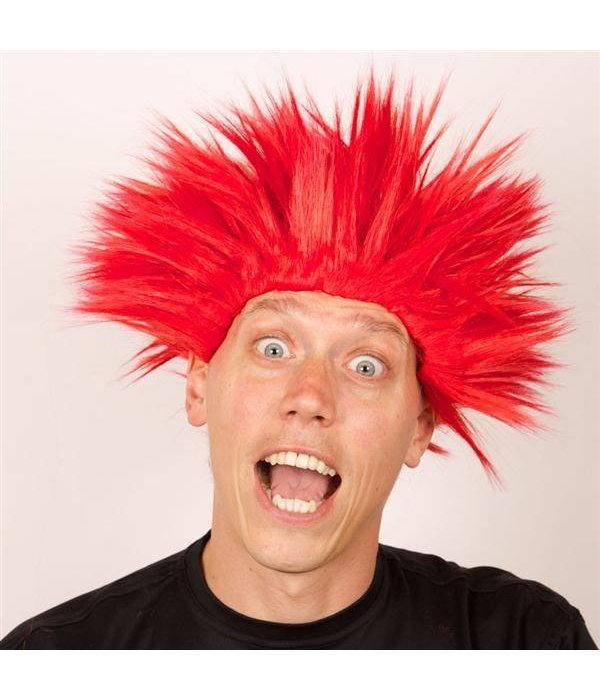 Pruik Electric shock rood