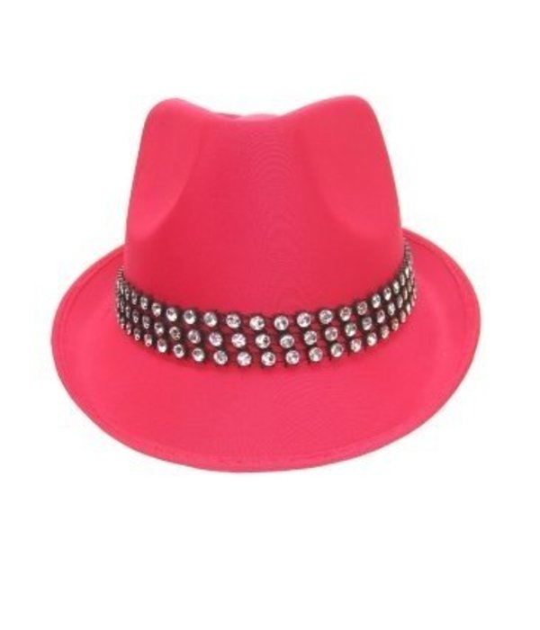 Kojakhoed pink met strass-band