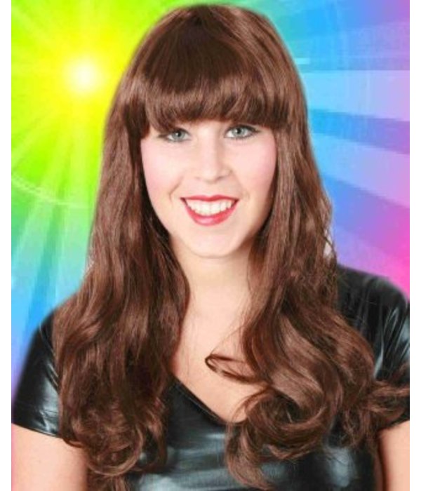 Pruik sensation long style bruin