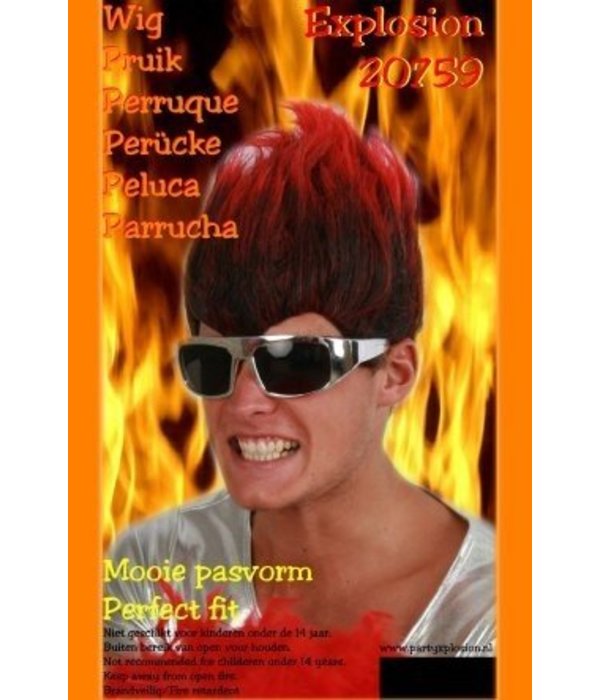 Pruik X-plosion zwart/rood