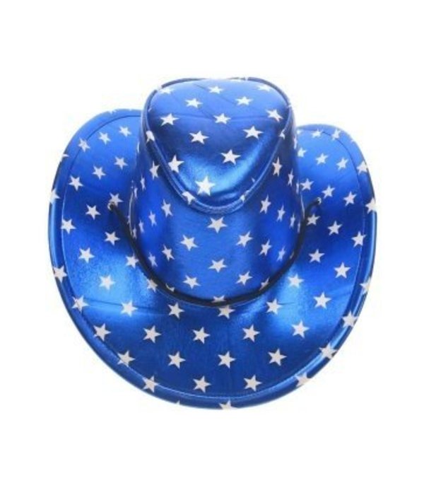 Stetsonhoed metallic blauw met sterren