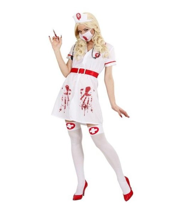 Horror bloederige verpleegster kostuum