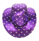 Stetsonhoed metallic paars met sterren