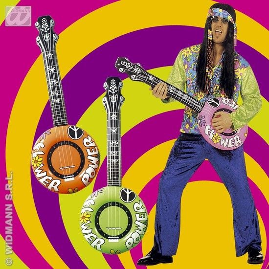 Opblaasbare Flower Power Banjo afbeelding