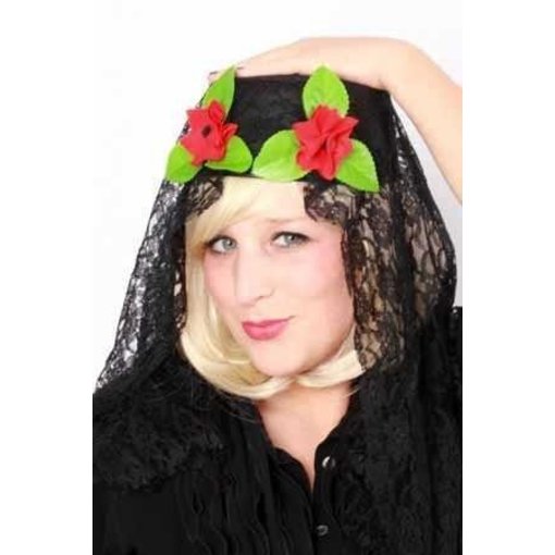 Spaanse hoed met kant + bloem