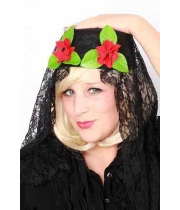 Spaanse hoed met kant + bloem