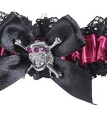 Kousenband met strass schedel