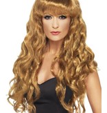 Pruik lang siren krul bruin