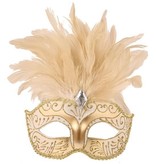 Oogmasker met veren wit