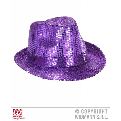 Paarse glitterhoed