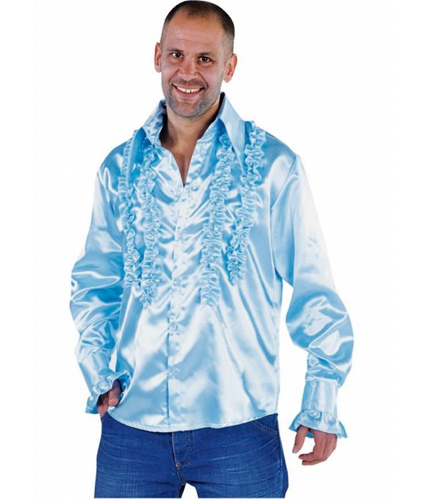 Blouse disco ruches populair blauw