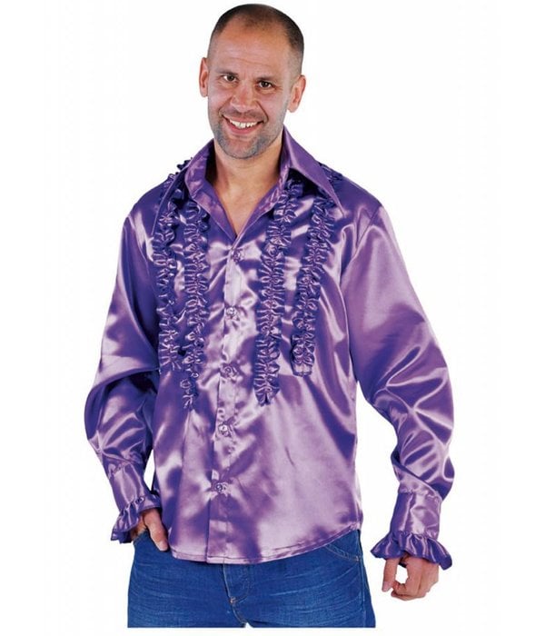 Blouse disco ruches populair paars