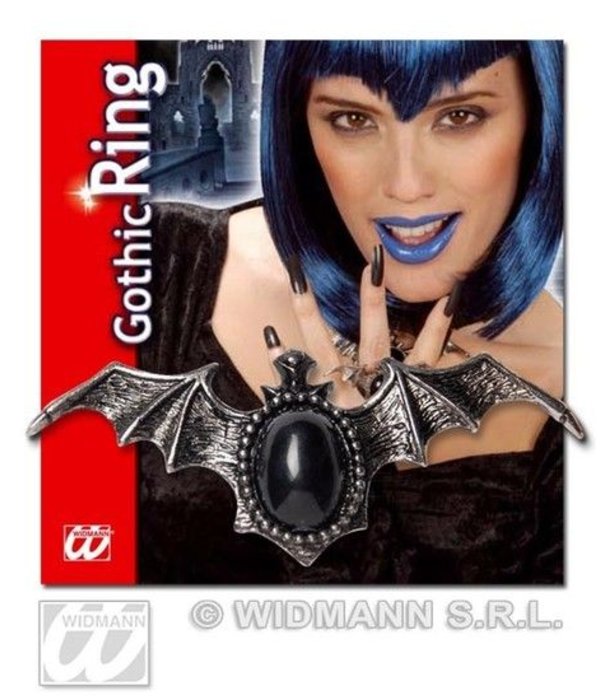 Ring vleermuis met zwarte gemsteen