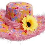 Hoed Ibiza met zonnebloem roze