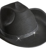 Cowboyhoed zwart met strass band