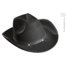 Cowboyhoed zwart met strass band