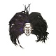 Masker zilver met hoofdtooi veren zwart/paars