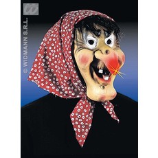 Heksen masker met oplichtende neus, haar en doek