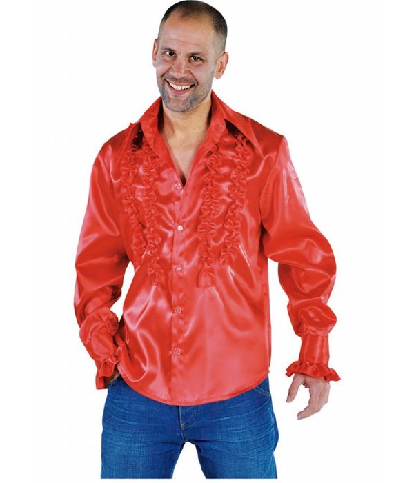 Blouse disco ruches populair rood