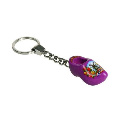 Sleutelhanger 1 klompje paars 4cm