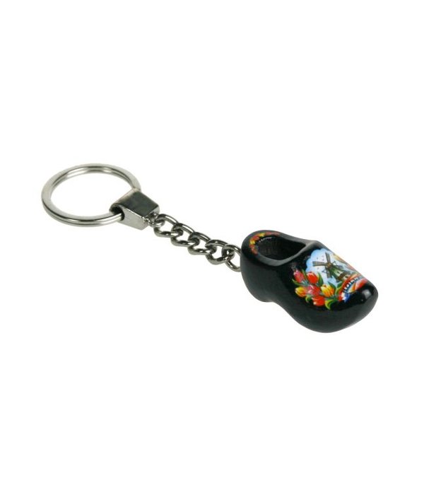 Sleutelhanger 1 klompje 4cm zwart