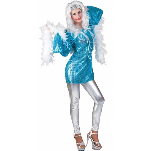Blauwe glitterjurk