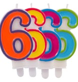 Kaars cijfer 6 in vrolijke kleuren