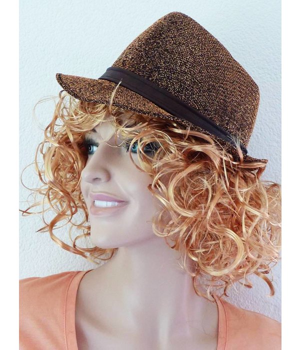 Hoed glitter Bruin/Brons