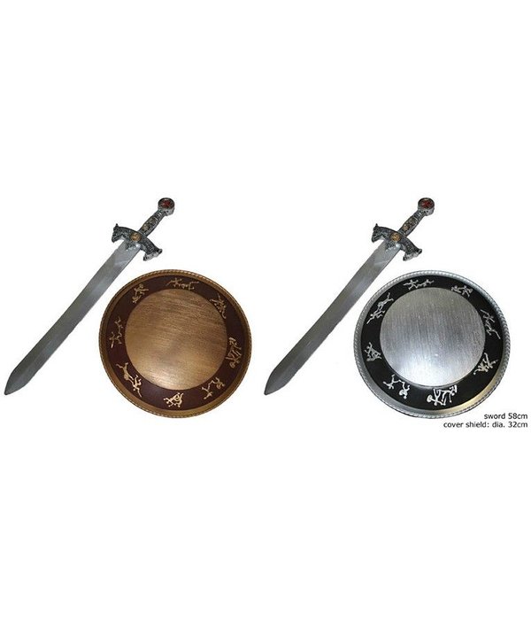Wapenset schild & zwaard Ridder Deluxe brons/zilverkleurig