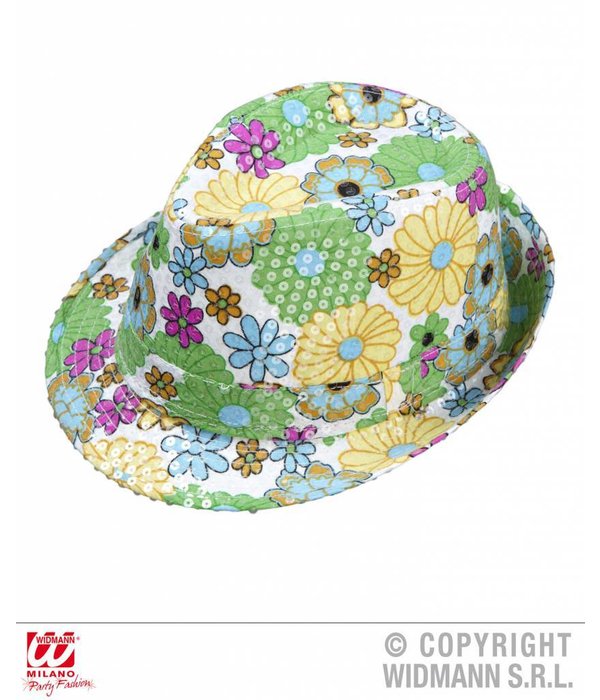 Bloemenhoed fedora pailletten