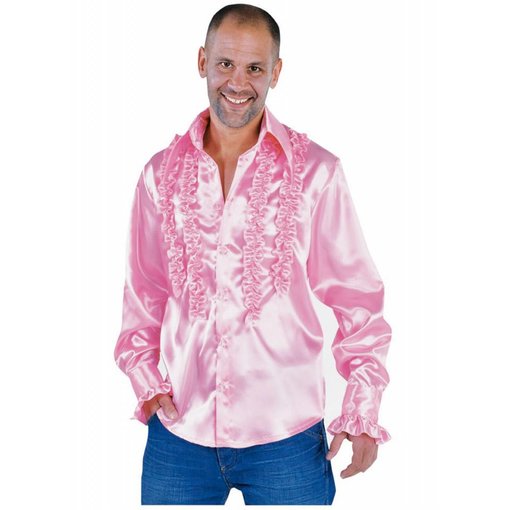 Blouse disco ruches populair roze