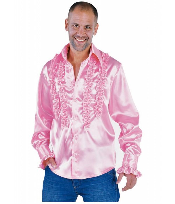 Blouse disco ruches populair roze
