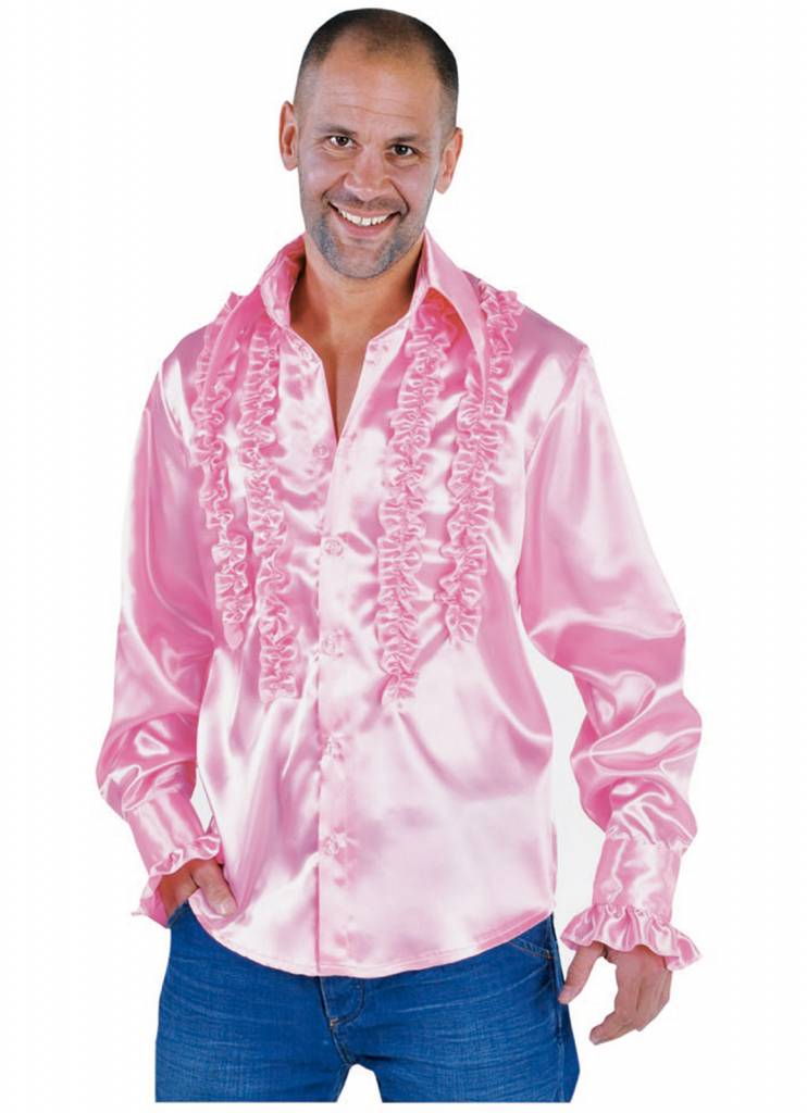 Blouse disco ruches populair roze