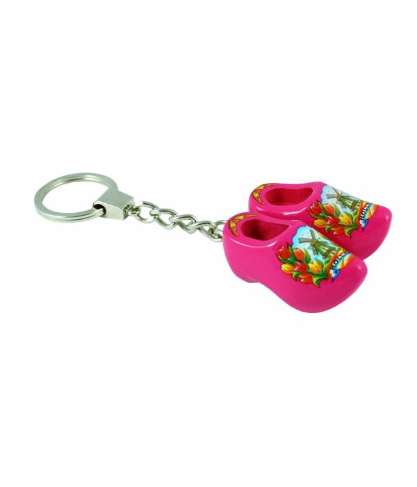 Sleutelhanger klompje dubbel roze