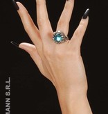 Gothic schedelring met lichtblauwe gemsteen