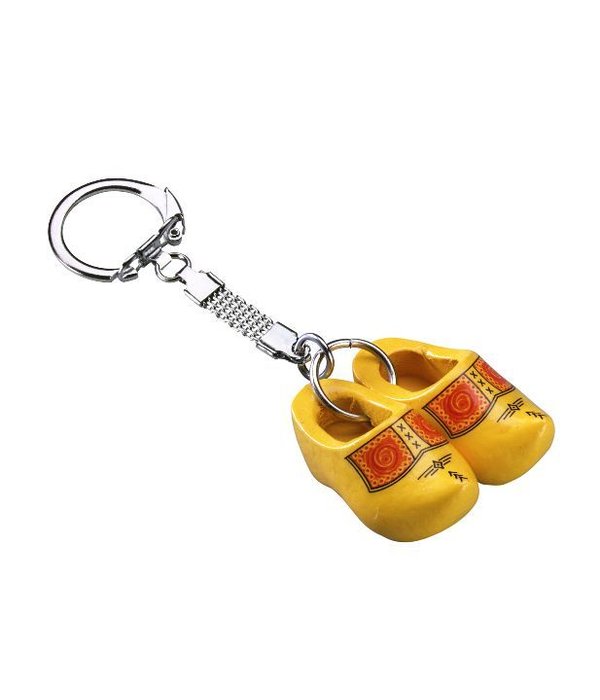 Sleutelhanger klompje dubbel geel Klassiek