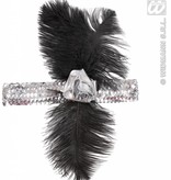 1920's pailletten hoofdband met bloem en veren