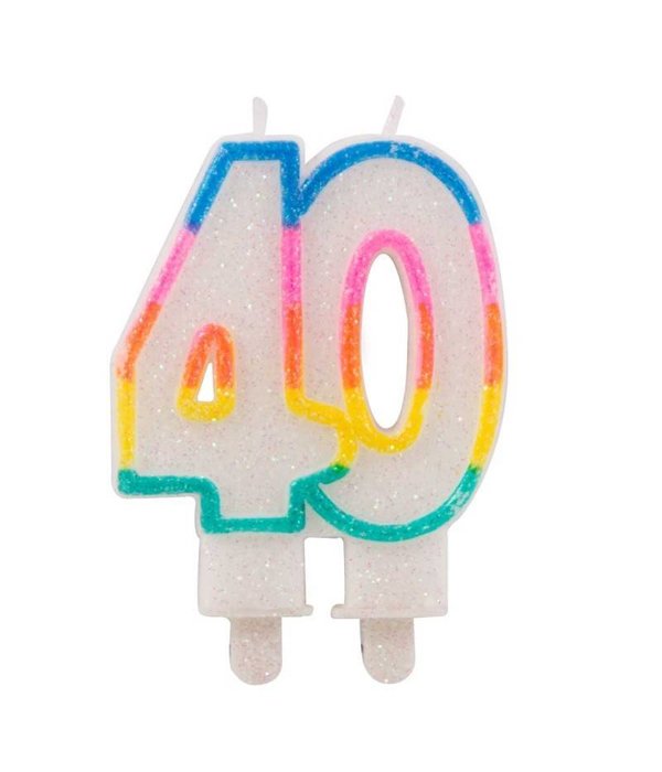 40 Jaar Glitterkaarsjes met 2 houders