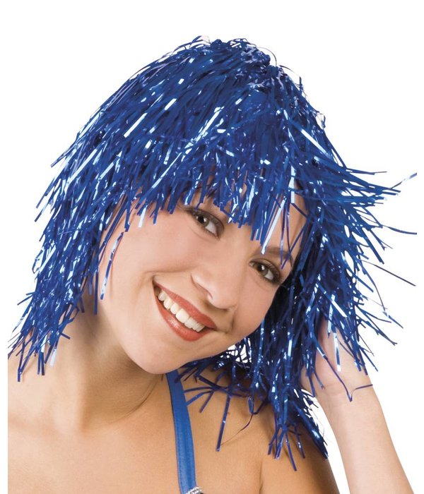 Lametta pruik blauw