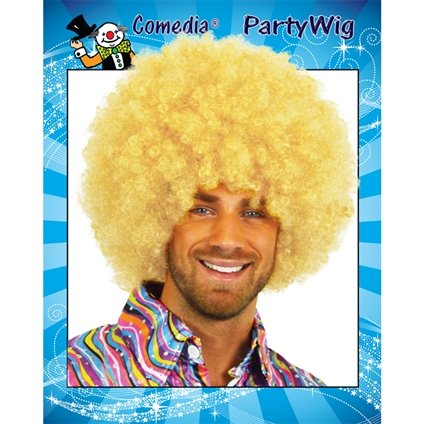 Pruik Afro blond krul afbeelding