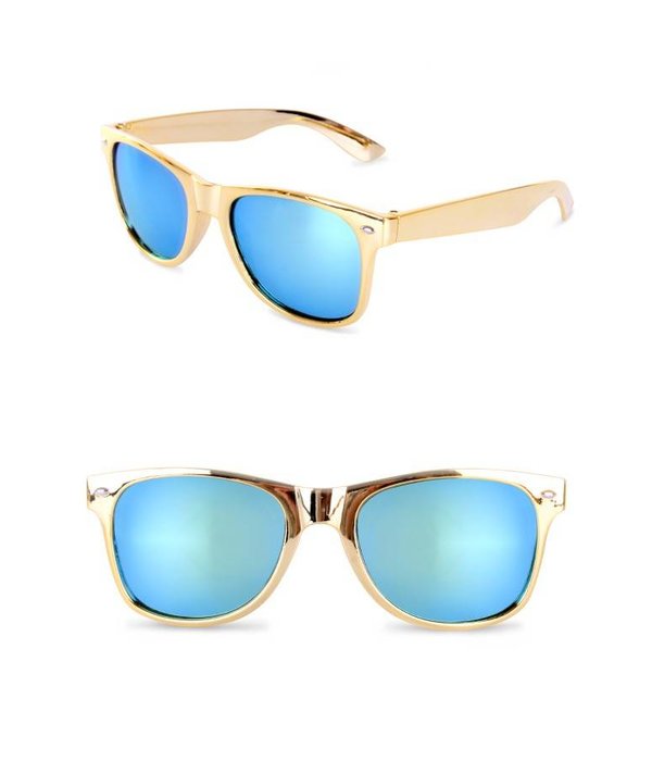 Blues brother bril goud met spiegelglas