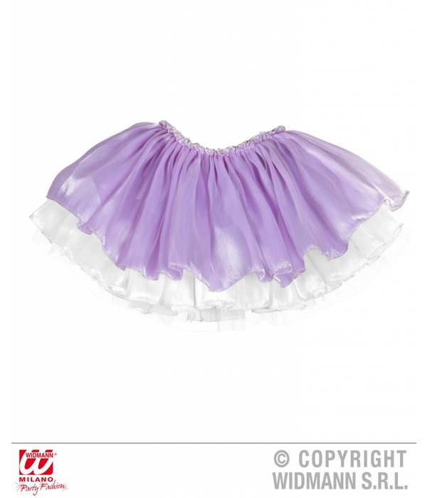 Tutu satijn met tule lila/wit kind 4 lagen