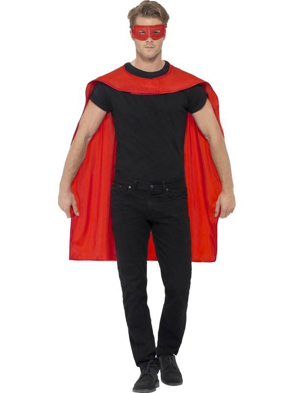 Superhero cape met masker rood afbeelding